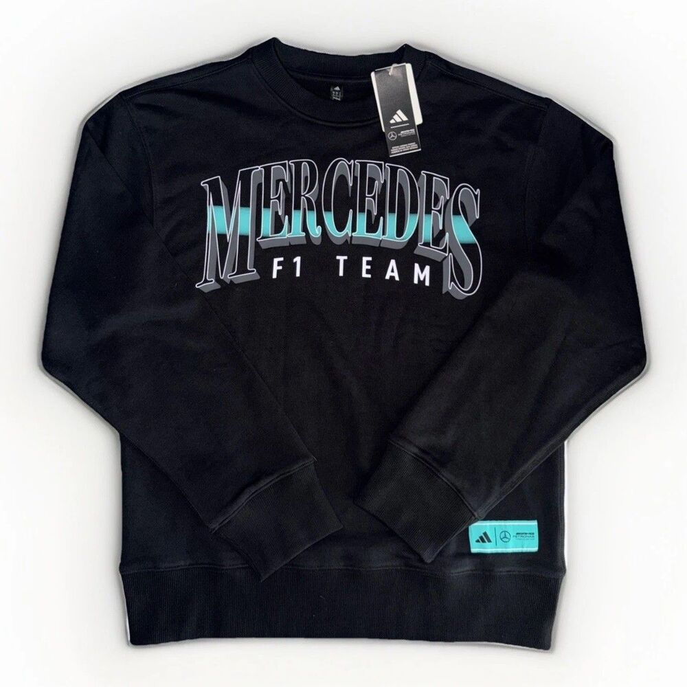 Adidas F1 Mercedes AMG Petronas Black Crewneck Sweatshirt Mens Small $95 S